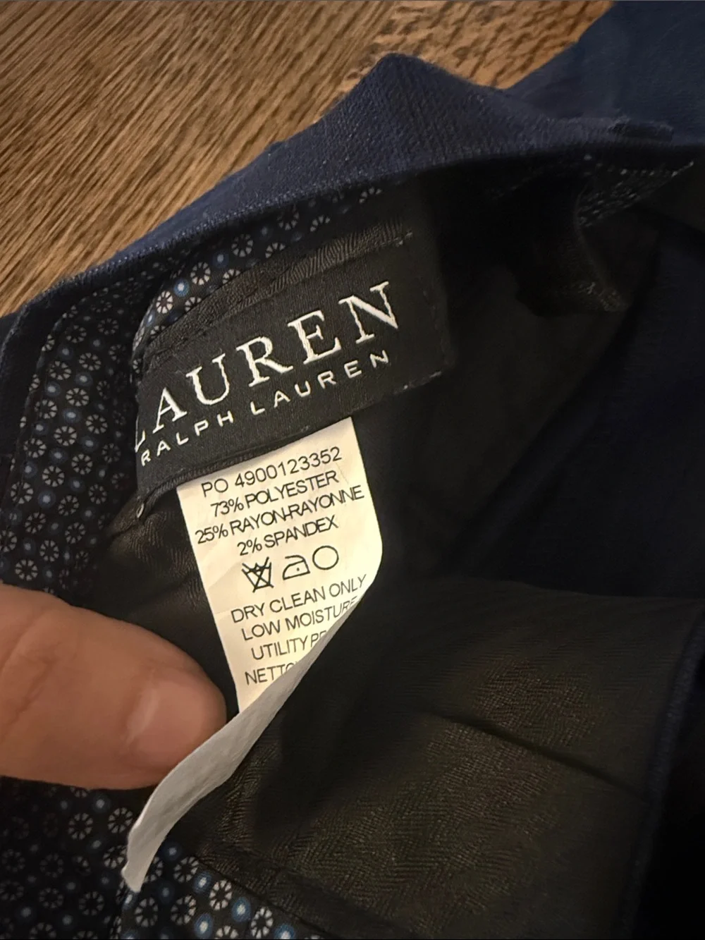 Ralph Lauren Navy Classic Patterned-Lining Dress Pants Size 16 NWOT